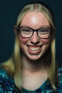 Gracie Ridings' headshot on display in the Van Ellis Theatre.