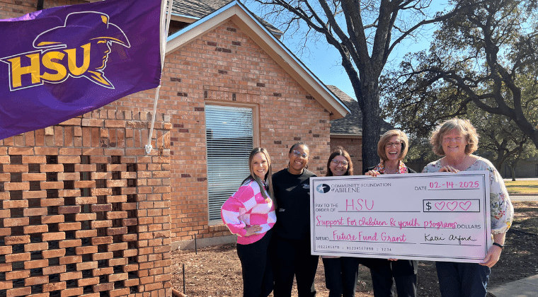 Members of HSU faculty and staff pose for a photo with the Community Foundation of Abilene after receiving a $3,000 grant.