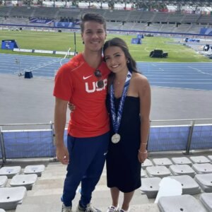 Tanner poses for a photo with his fiancé, Maria Spinelli.