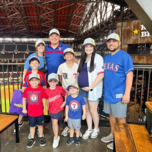 Alumni and Family at the Texas Rangers event for alumni