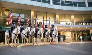 The Six White Horses in front of The Statler in Dallas, TX for the Simmons Dinner