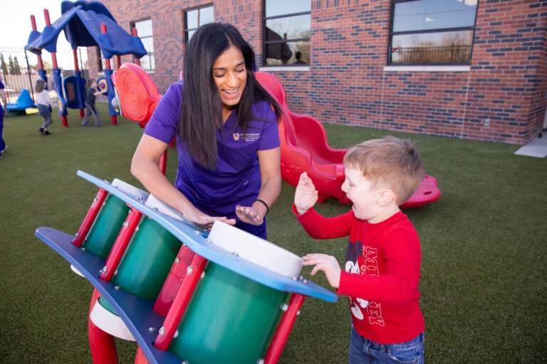 Speech-Language Pathology student with a client.