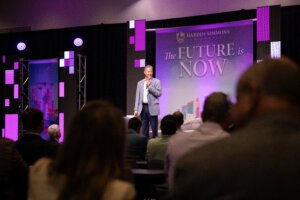 Jim Claunch on stage at The Future is Now summit
