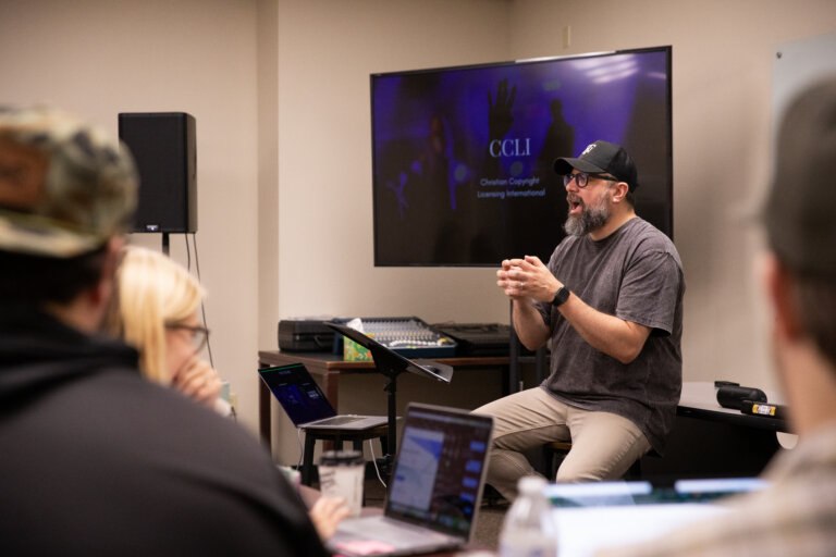Chris Clayton speaking at the Songwriting Workshop