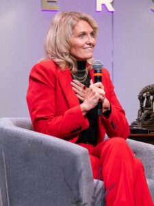 Jean Savage answering questions at the Fletcher Lecture Series